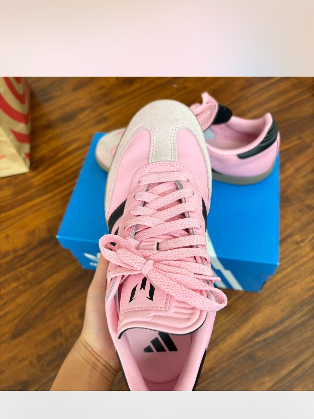 adidas Pink and Black Women's samba Messi Athletic Sneakers - Picture 4 of 5